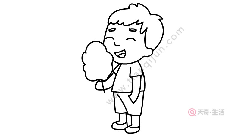 吃棉花糖的小男孩簡(jiǎn)筆畫(huà)怎么畫(huà)