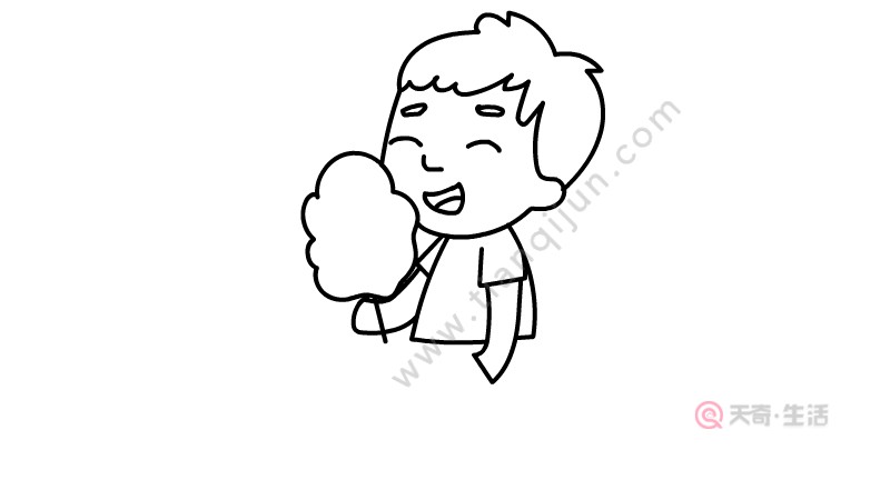 吃棉花糖的小男孩簡(jiǎn)筆畫(huà)怎么畫(huà)